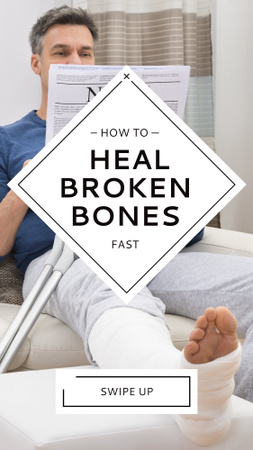 Man with Broken Leg in plaster Instagram Story Modelo de Design