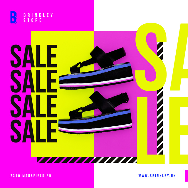 Shoes Sale Summer Sandals on Purple Instagram AD Design Template