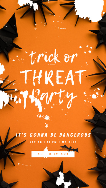 Halloween Party Scary Spiders on Orange Instagram Video Story tervezősablon