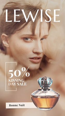Kissing Day Sale Beautiful Woman with Perfume Bottle Instagram Video Story tervezősablon