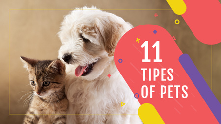 Pets Behavior Cute Dog and Cat Youtube Thumbnail Design Template