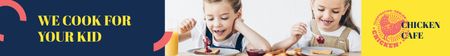 Modèle de visuel Kids Menu Offer Girls Enjoying Their Meal - Leaderboard