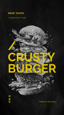Fast Food Menu Putting Together Cheeseburger Layers Instagram Video Story Modelo de Design