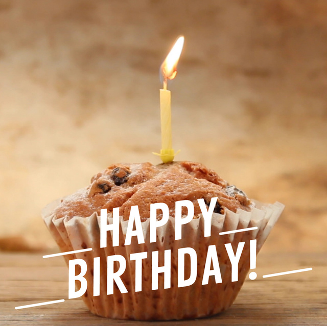 Birthday candle on muffin Animated Post Design Template