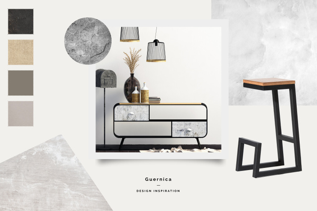 Modern Furniture in stylish room Mood Board Design Template