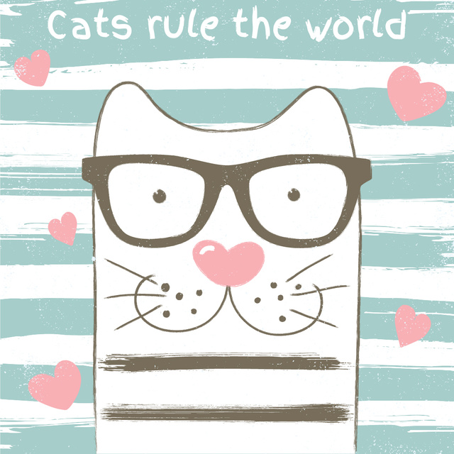 Modèle de visuel Cute Cat in Glasses - Instagram