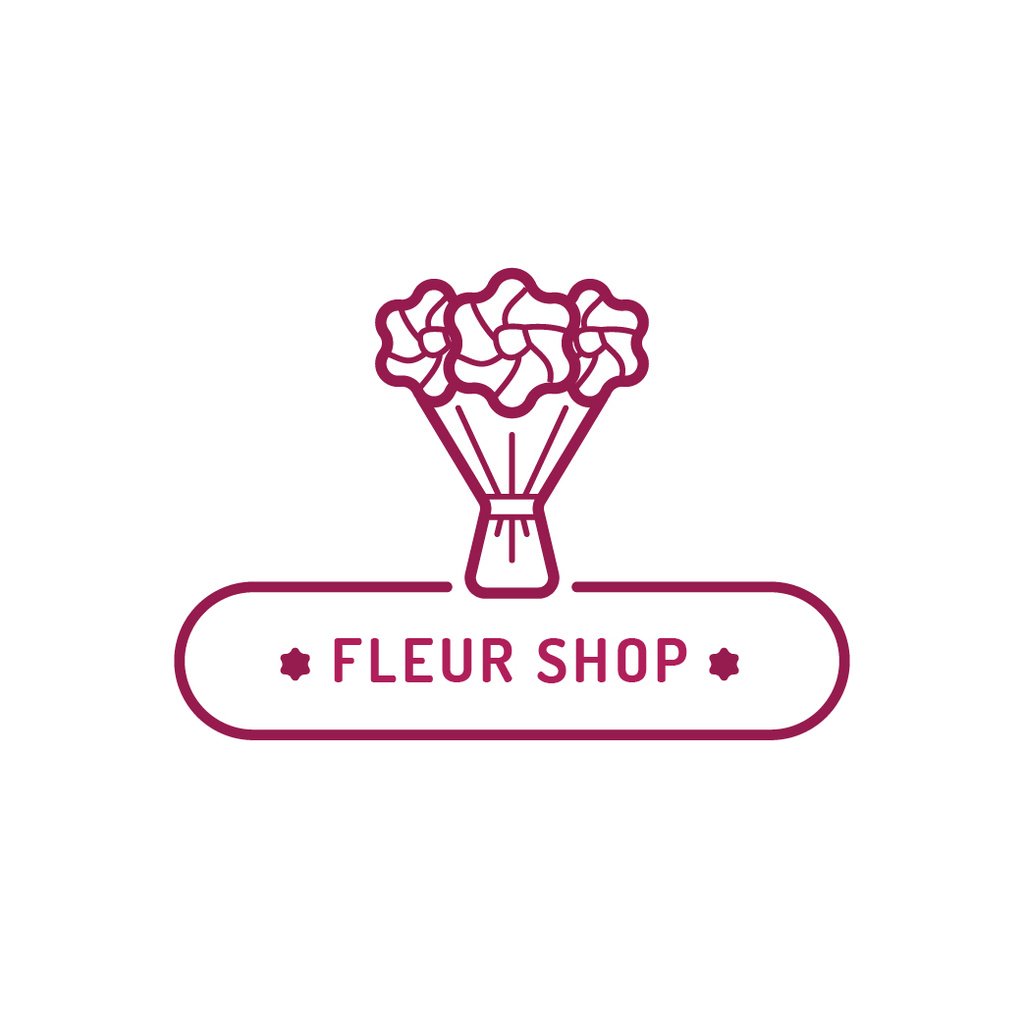 Floral Services Ad with Beautiful Bouquet Logo Šablona návrhu