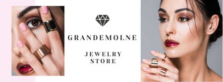 Szablon projektu Jewelry Store Ad with Girl in Precious Rings Facebook cover