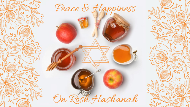 Designvorlage Rosh Hashanah apples with honey and Star of David für Full HD video