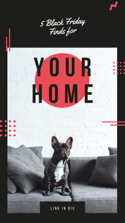 Designvorlage French bulldog sitting on sofa für Instagram Story