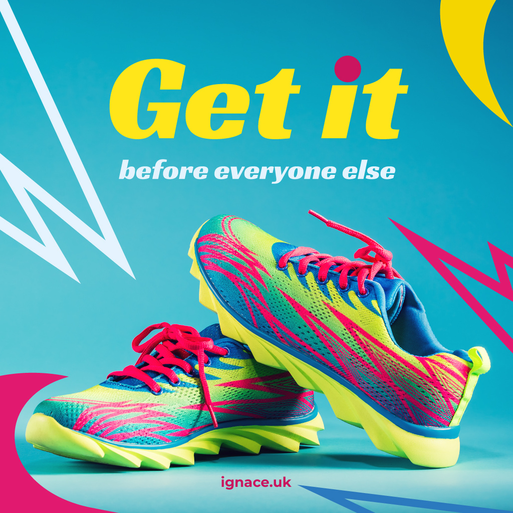 Sports Store Pair of running Shoes Instagram AD Tasarım Şablonu