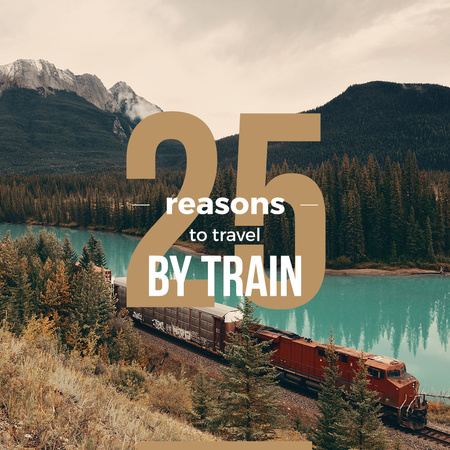 Train riding against of a Beautiful Mountain Landscape Instagram Design Template