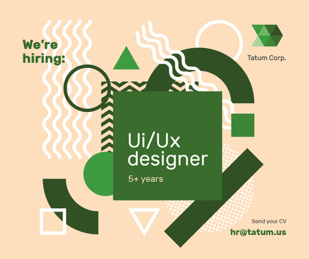Designvorlage Job Offer on Geometric background in Green für Facebook