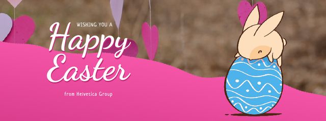 Easter Greeting Cute Bunny on Egg Facebook Video cover – шаблон для дизайну