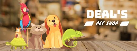 Cute funny pets in shop Facebook Video cover Design Template