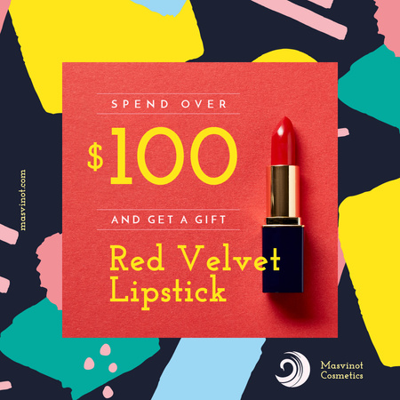 Cosmetics Offer Red Lipstick Instagram Modelo de Design