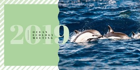 Dolphins swimming in sea Twitter tervezősablon