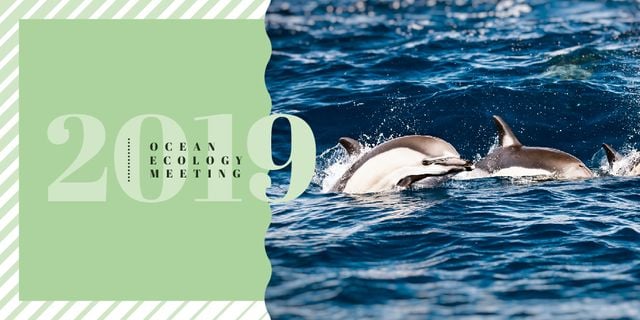 Dolphins swimming in sea Twitter Modelo de Design