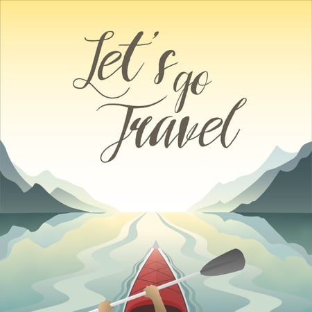 Designvorlage Travel Inspiration with Kayak in Mountains für Animated Post
