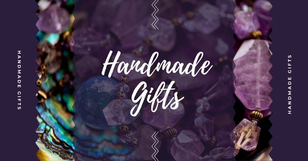 Handmade Jewelry Ad Shiny Colorful Gems in Purple Facebook AD Design Template
