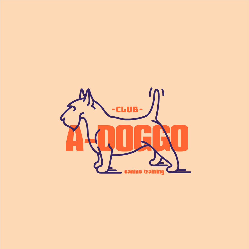 Canine Training Club with Funny Dog Logoデザインテンプレート