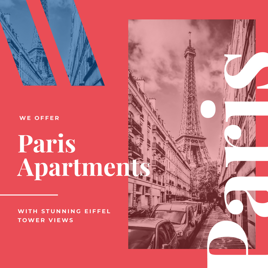 Paris Travelling Attraction Eiffel Tower Instagram ADデザインテンプレート