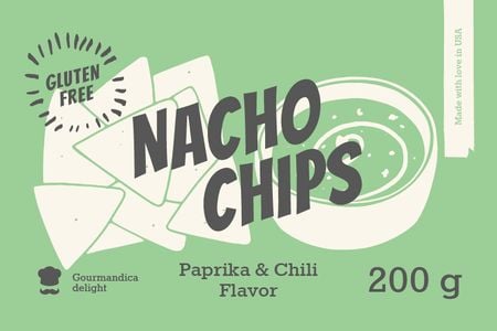 Nacho Chips ad in green Label – шаблон для дизайну