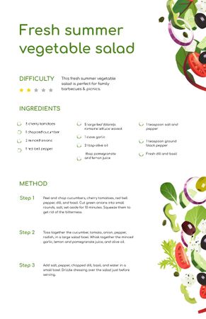 Designvorlage Fresh Summer Veggie Salad für Recipe Card