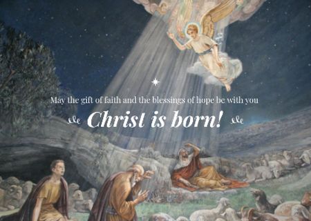Ontwerpsjabloon van Postcard van Angel in Sky at Christmas
