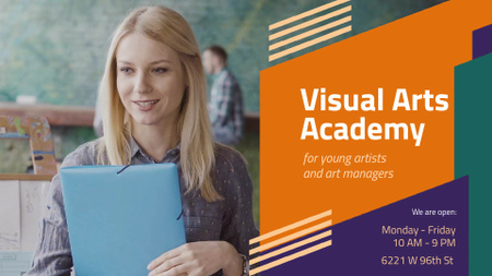 Modèle de visuel Art Lessons Ad Woman in Class by Easel - Full HD video