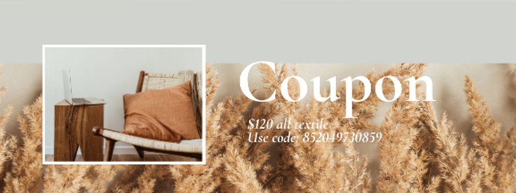 Template di design Textiles offer with Interior in natural colors Coupon