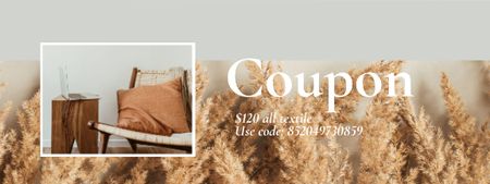 Textiles offer with Interior in natural colors Coupon Design Template