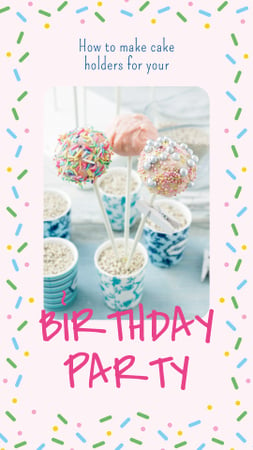 Birthday Party with Decorated cake pops Instagram Story Design Template