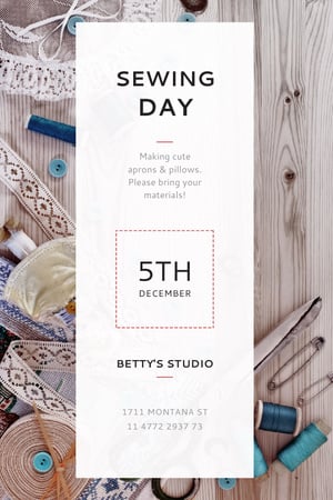 Designvorlage Sewing day event with needlework tools für Tumblr