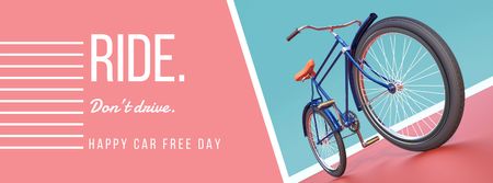 Happy Car Free Day with bicycle Facebook cover Modelo de Design