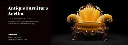 Antique Furniture Auction Luxury Yellow Armchair Tumblr Šablona návrhu