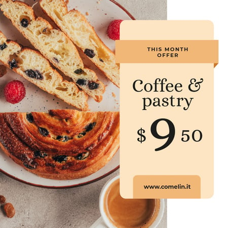 Template di design Cafe Promotion Coffee and Pastry on Table Animated Post