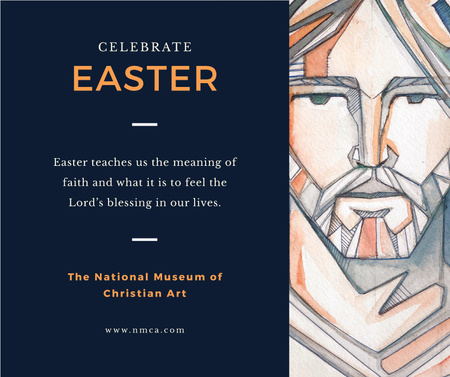 Easter Day celebration in museum of Christian art Facebook Design Template