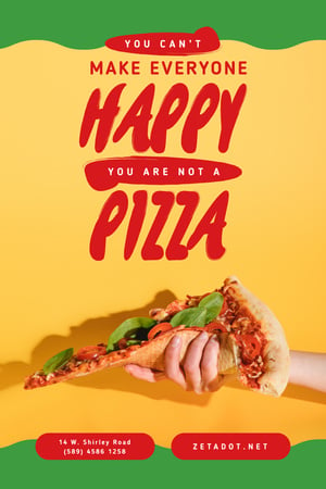 Inspirational Quote with Hand Offering Pizza Pinterest tervezősablon