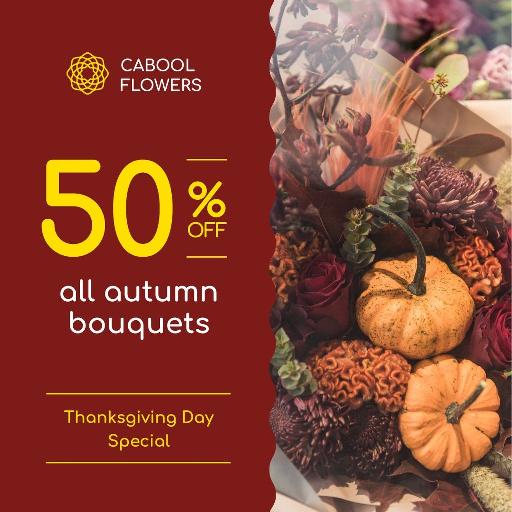 Thanksgiving Offer Decorative Pumpkins Instagram Design Template