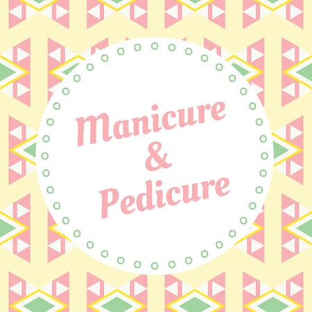 Manicure and pedicure services ad on geometric pattern Instagram AD Modelo de Design