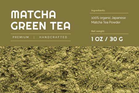 Matcha ad on green Tea powder Label tervezősablon