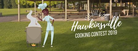 Chef cooking on fire Facebook Video cover Design Template