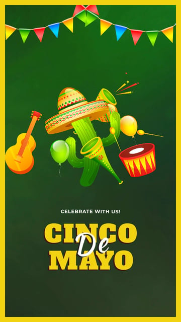 Cinco de Mayo Mexican Dancing Cactus Instagram Video Story – шаблон для дизайну