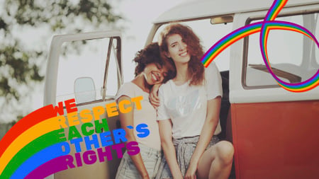 Pride Month Celebration Two Smiling Girls Full HD video Šablona návrhu