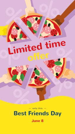 People sharing pizza on Best Friends Day Instagram Storyデザインテンプレート