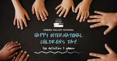 Modèle de visuel International Children's Day with Children's hands - Facebook AD