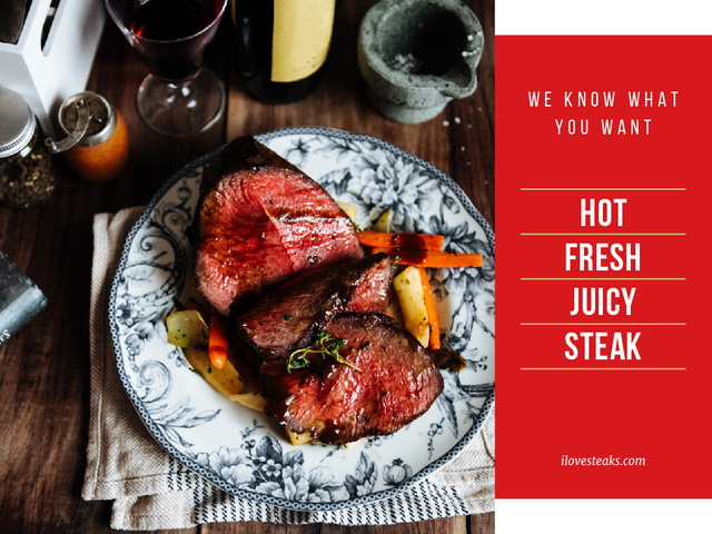 Hot fresh juicy steak Presentation Design Template