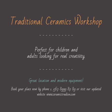 Traditional Ceramics Workshop promotion Instagram AD Modelo de Design