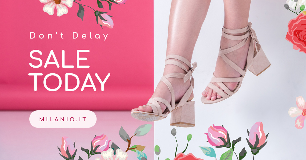 Fashion Sale Woman in Heeled Shoes Facebook AD Design Template